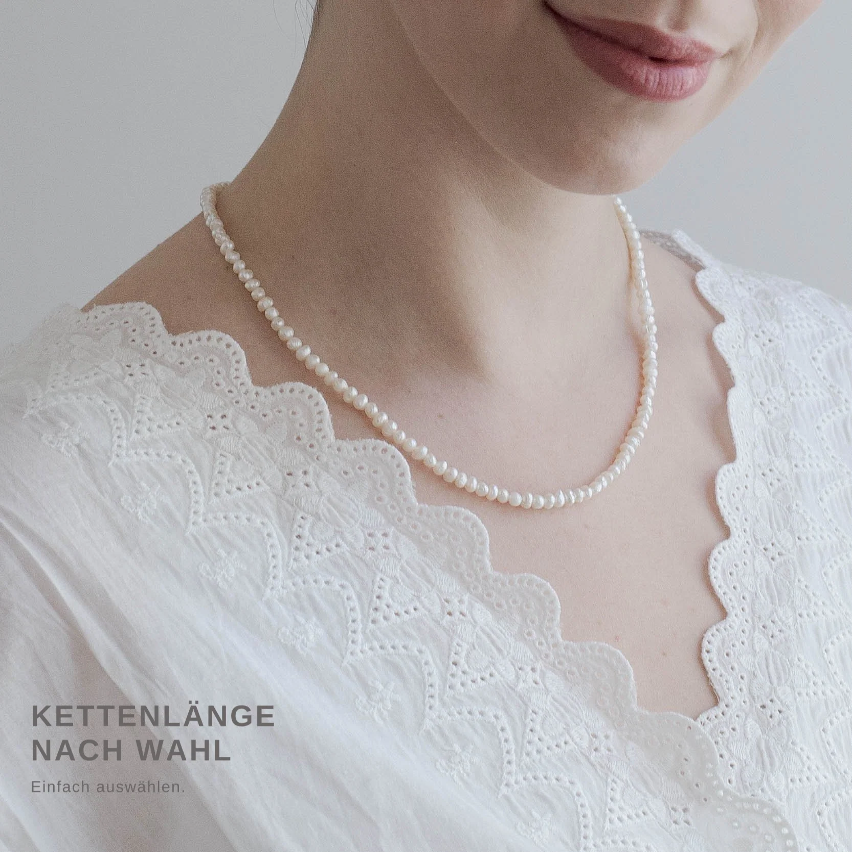 Brautschmuck HELGJA // Perlenhalskette mit Verschluss aus Sterlingsilber - Image 6