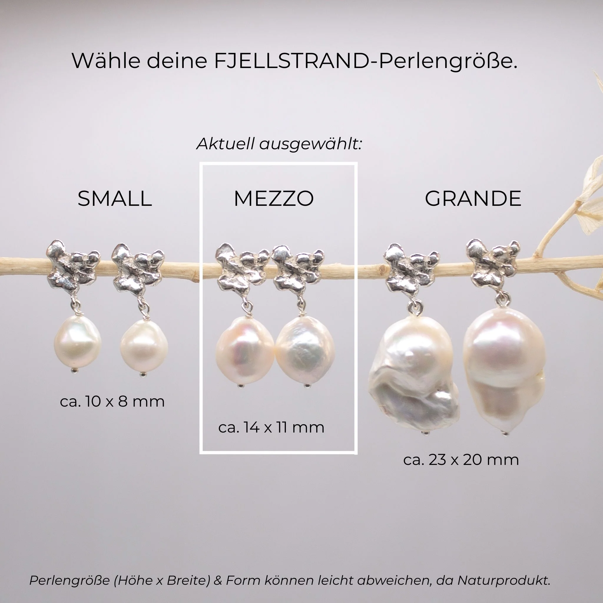 FJELLSTRAND Mezzo // Ohrstecker vergoldet mit mittelgroßen Barockperlen - Image 3